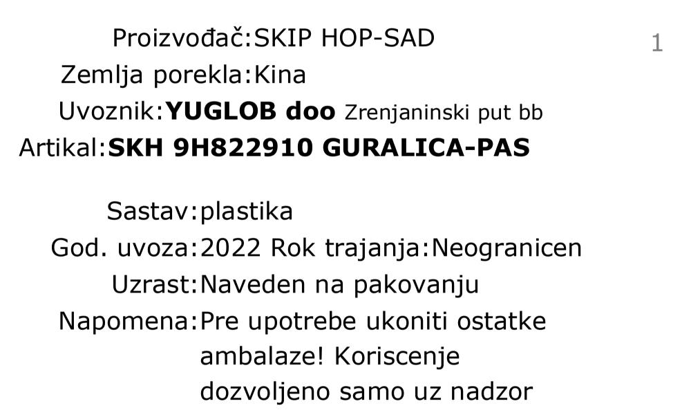 Skip Hop zoo guralica za decu - pas 9H822910 deklaracija